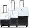 Nasher Miles Istanbul Hard-Sided ABS and PC Luggage Set of 3   55cm, 65cm &amp; 75cm   8 Wheels Small, Medium &amp; Large Trolley Bag for Travel   Suitcase (Black White)