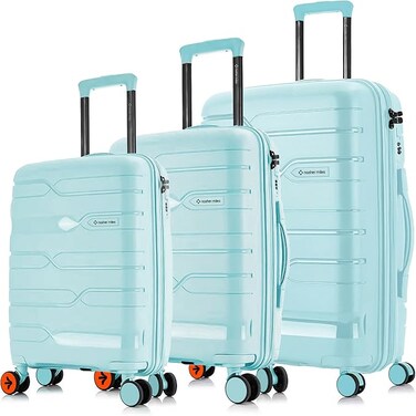 Nasher Miles Paris Hard-Sided Polypropylene Luggage Set of 3   55cm, 65cm &amp; 75cm   8 Wheels Small, Medium &amp; Large Trolley Bag for Travel   Suitcase (Pastel Green)