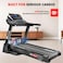 جهاز المشي الكهربائي القابل للطي PowerMax Fitness TDM-97 بقوة 4 حصان، مزود بمحرك يدوي قابل للتعديل، و12 برنامج تمرين مُعد مسبقًا، وسرعة قصوى 12 كم/ساعة، ومنفذ AUX، ومكبر صوت   جهاز تمارين القلب مناسب لوزن مستخدم يصل إلى 110 كجم، مزود بمستشعر معدل ضربات القلب، لون أسود