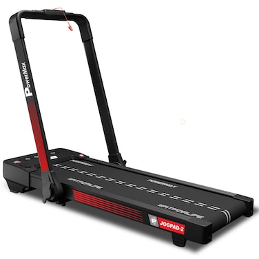 PowerMax Fitness JogPad-2 4.0HP DC Motor Motorized Touch Screen LED Dual Display Treadmill with Compact Foldable and Remote Control