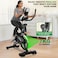 دراجة تمارين رياضية منزلية PowerMax Fitness BS-125، مزودة بعجلة دوارة 16 مم بوزن 7 كجم، يتحمل حتى 130 كجم، وشاشة LCD، وذراع تدوير ثنائي القطع، ومستشعر لمعدل ضربات القلب، وفرامل يدوية، وحامل
