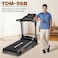 PowerMax Fitness Tdm-96B 4Hp DC Treadmill For Home, 110Kg Max User Running Machine, 14Km/Hr Top Speed, 4-Level Manual Incline, Bluetooth For App, Speaker, MP3, Foldable Cardio Machine, LED Display