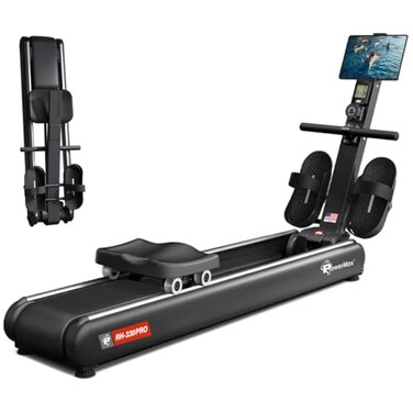 جهاز التجديف المنزلي الممتاز PowerMax Fitness Rh-330Pro، يتحمل حتى 130 كجم، مزود بـ 16 مستوى مقاومة مغناطيسية، قابل للطي، مزود بتقنية بلوتوث لتطبيق Fitshow، وقضيب من الألومنيوم لتمارين الجسم الكامل.