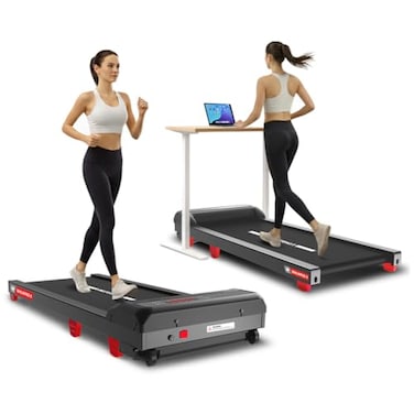 جهاز المشي PowerMax Fitness Walkpad-2 للاستخدام المنزلي، مزود بمحرك 3.0 حصان، تصميم صغير الحجم مع إمكانية تعديل الميل يدويًا، نظام امتصاص الصدمات، سعة 110 كجم، شاشة LED، جهاز تحكم عن بعد