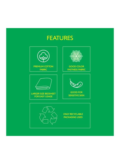United Colors of Benetton Safari 210TC King Bedsheet with 2 Pillow covers Mellow Green