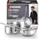 Bergner TriPro 7-Pc Triply Stainless Steel Cookware Set, 20cm (1.5L) Deep Stir-fry Kadai Pan, 20cm (1.2L) Sautepan, 16cm (1.7L) Saucepan, 20cm (3L) Casserole with 3 Lids, Induction &amp; Gas Ready