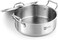 Bergner Essentials 24cm (4L) Tri-Ply Stainless Steel Shallow Biryani Pan, Wide Cooking Pot with Steel Lid for Rice Pulao Curries, Less Oil Healthy Cooking, Even Heating, Gas &amp; Induction Compatible
