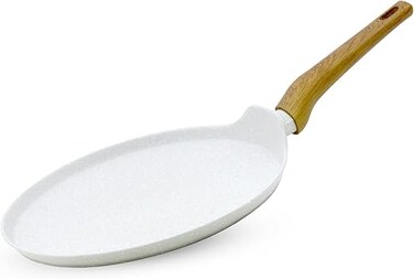 Bergner 28cm Forged Aluminum Crepe Pan Pancake Tawa with Trivet, Marble Non-Stick Coating Flat Skillet, Less Oil Use Healthy Cooking, Soft-Touch Handle, Even Heating, Induction &amp; Gas Stove Compatible
