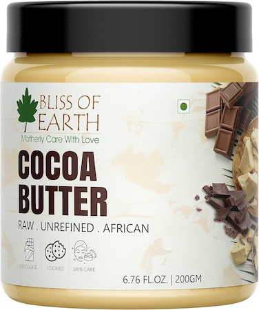 Bliss of Earth Cocoa Butter, 200g - Dry Skin Body Butter, Balm DIY Cream