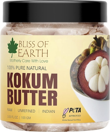 Bliss Of Earth 100% Pure Natural Kokum Butter Raw, Unrefined, Indian Great For Moisturized Skin, Nourishing Hair, Stretch Mark, DIY Product Peta Approved 100gm