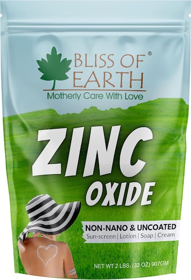 Bliss Of Earth 907gm Zinc Oxide Powder Non Nano &amp; Uncoated For Cosmetic &amp; DIY Products, Sunscream, Soap, Lotion