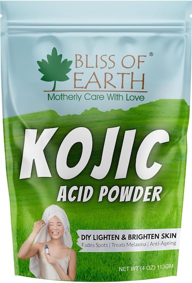 Bliss Of Earth Kojic Acid Dipalmitate Powder For Skin Whitening, Kojic Acid For Face, Body &amp; Dark Spots, Kojic Acid Powder For Soap Making, Cosmetics &amp; DIY Products - 113g