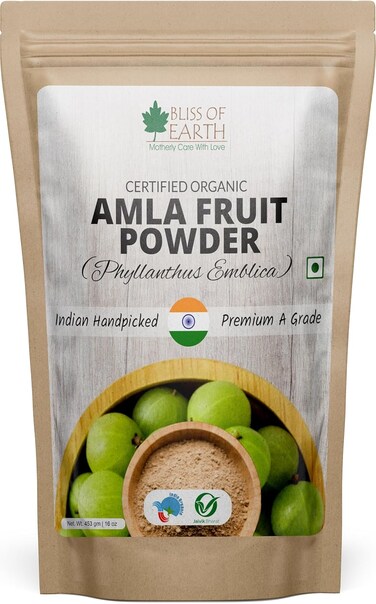 Bliss of Earth Amla Powder Hair Mask, 453g -  Shiny &amp; Smoothing Herbal Hair Treatment Powder