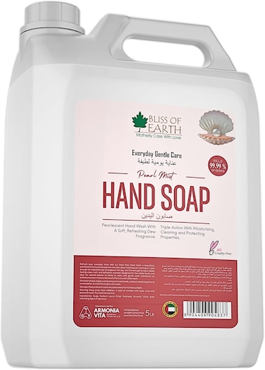Bliss Of Earth Antebacterial Hand Wash Refill Liquid, Pearl Mist Pearlescent Hand Soap 5 Liter, Non Drying Moisturizing Formula, Aromatic Fragrance, Perfect For Home, Office, Hotel &amp; Cafe.