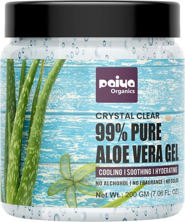 Paiya Organics Crystal Clear Aloe Vera Gel for Aftersun &amp; Skin Soothing 200g - Sunburn Relief &amp; Lightweight Moisturiser