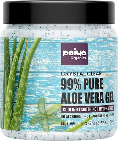 Paiya Organics Crystal Clear Aloe Vera Gel for Aftersun &amp; Skin Soothing 100g - Sunburn Relief &amp; Lightweight Moisturiser