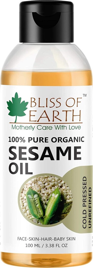 Bliss of Earth Sesame Body Oil, 100ml - Travel Size Massage Oil for Dry Skin, Scalp &amp; Hair Care