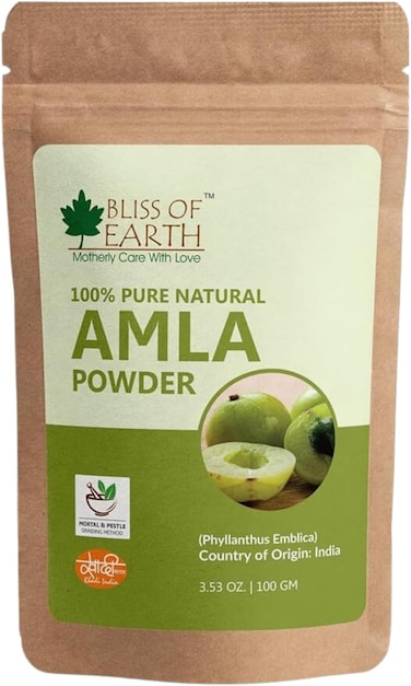 Bliss of Earth Amla Powder, Shine Care Hair Mask, 100g - Herbal Hair Treatment Powder