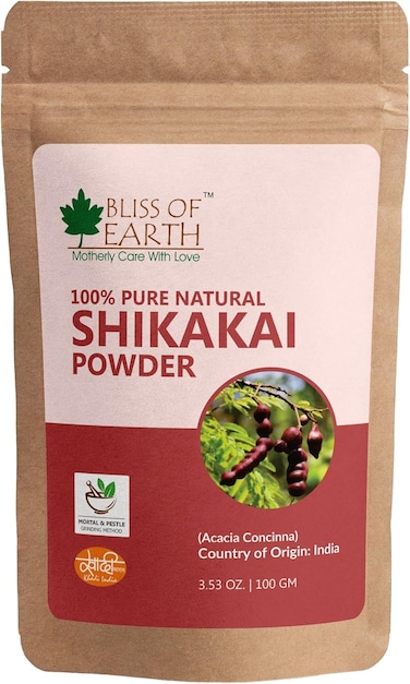 Bliss Of Earth 100% Pure And Natural Shikakai Powder, Yellow, 100g