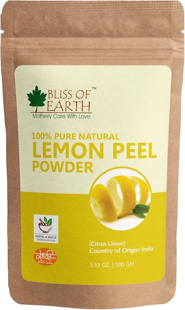 Bliss of Earth Lemon Peel Powder, Oil Control Face Scrub, 100g - Exfoliator Face Mask Powder
