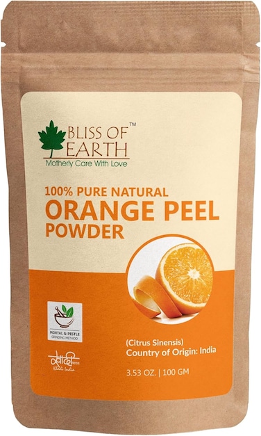 Bliss of Earth Orange Peel Powder, DIY Face Scrub Powder, 100g - Exfoliator Face Pack Skin Care Powder