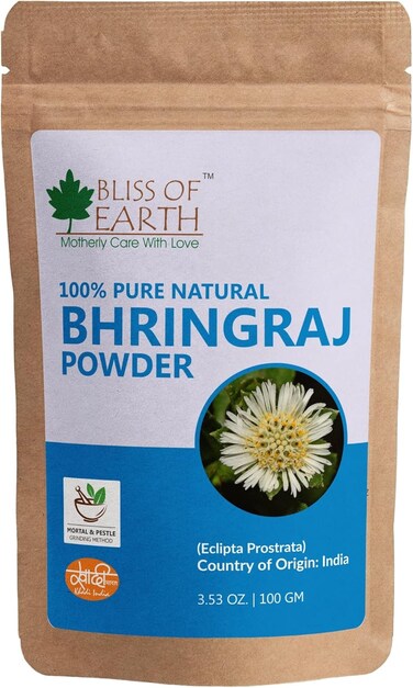 Bliss Of Earth 100% Pure Natural Bhringraj Powder, 100gm, Great For Hair