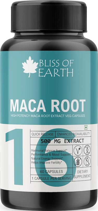 Bliss Of Earth Korean Red Panax Ginseng Capsules For Men &amp; Women, 500mg High Potency Root Extract 60 Veg Capsules For Energy, Stamina &amp; Performance