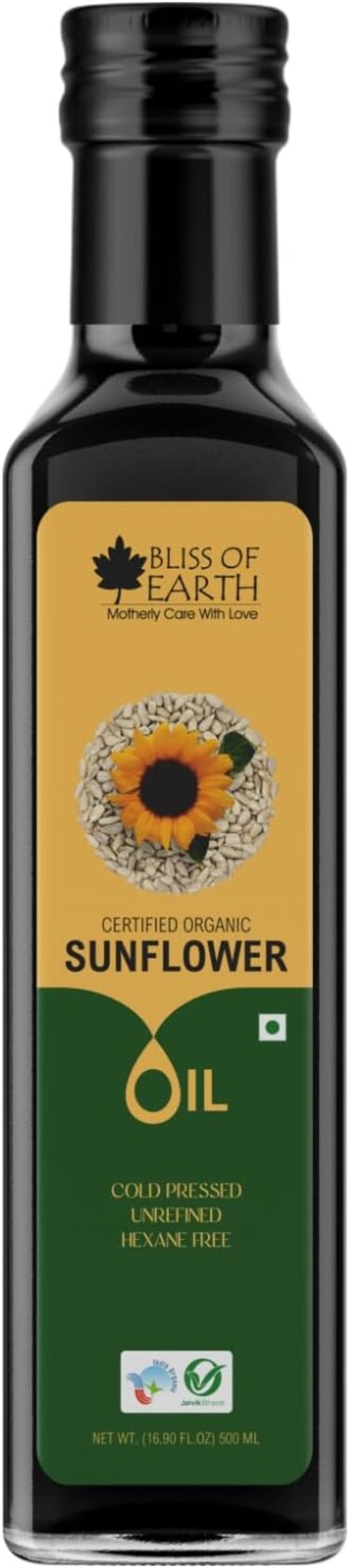 Bliss of Earth Sunflower Body Oil, 500ml - Lightweight Moisture for Massaging Skin &amp; Hair Care