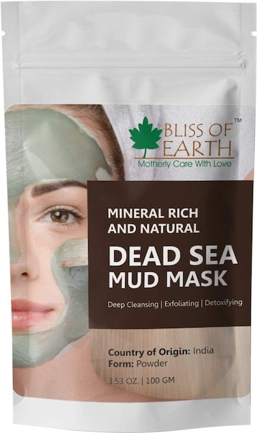 طين البحر الميت النقي بنسبة 100% من بليس أوف إيرث، مسحوق 100 جرام، رائع لعلاج الوجه وحب الشباب والبشرة الدهنية والرؤوس السوداء، ويقلل المسام ويحسن البشرة بشكل عام