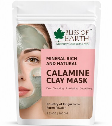 Bliss of Earth Calamine Clay Powder, Shine Control Mask, 100g - Face Mask Skin Care Clay