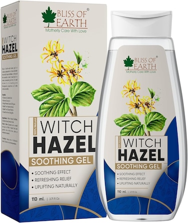 Bliss of Earth Witch Hazel Gel, 100g - Cooling After Shave Face &amp; Skin Care Gel Lotion