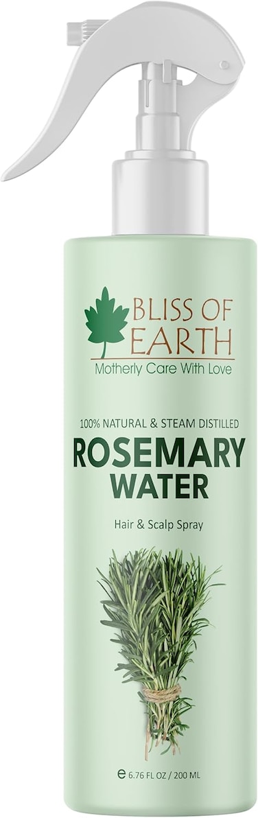 Bliss Of Earth Rosemary Water For Hair Growth, Rosemary Water Spray For Hair Loss Treatment, 100% Natural Steam Distilled Rosemary Water For Skin Care, Helps Reduce Hair Fall, Strengthens Hair - 200ml