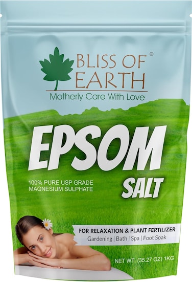 Bliss of Earth Epsom Salt, 1kg - Bath Soak for Tired Muscles Foot Soak, Post Workout Relaxation Aromatherapy