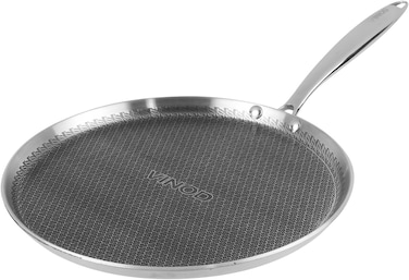Vinod SAS Pro Platinum Triply Stainless Steel Dosa Tawa, 31cm, 4mm Thickness, Silver