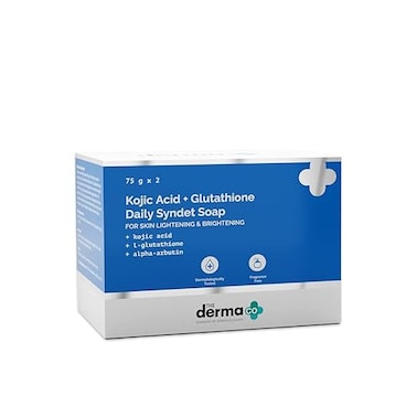 The Derma Co Kojic Acid + Glutathione Daily Syndet Soap with L-Glutathione &amp; Alpha Arbutin   Reduces Dark Spots, Pigmentation &amp; Blemishes   Brightens Skin   For Men &amp; Women
