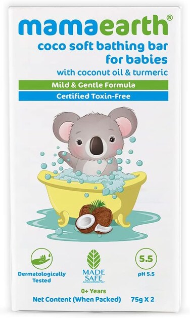 Mamaearth Coco Soft Bathing Bar for Babies, Coconut Oil and Turmeric, 75 gm x 2