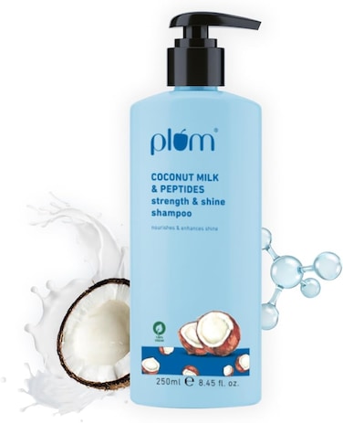 Plum Coconut Milk &amp; Peptides Strength &amp; Shine Hair Shampoo Contains Coconut Milk, Pea Peptide Enhances Hair's Shine and Strengthens Hair Paraben-Free, 100% Vegan 250 ml