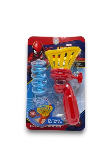 Marvel Flying Saucer Disc Shooter Toy with 5 Launching Discs &ndash; Outdoor Action Game for Kids &ndash; Easy Pull Trigger Launcher-Multicolor