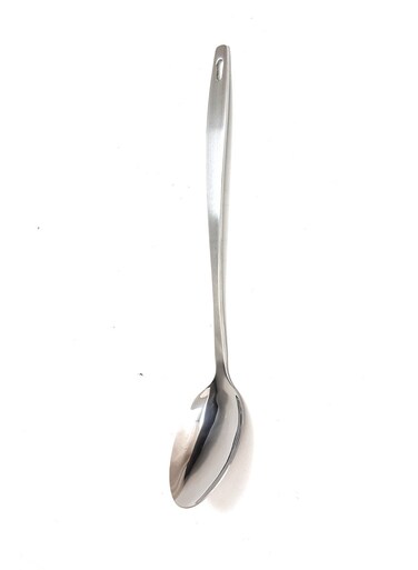 Premium Stainless Steel Solid Serving Spoon Kitchen Cooking Tools Dishwasher Safe Tongue, Silver Long Handled Basting Utensil with Hanging Hole for High Heat Grilling and Culinary Food Prep