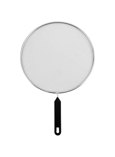 atongsakw Grease Splatter Screen for Cooking, Stainless Steel Splash Guards Frying Pan Cover Shield for Oil and Bacon Splashes, Comfortable Handle Dishwasher Safe Splatter Guard, Black