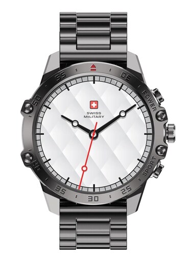 Swiss Military DOM5 Smartwatch 1.43" AMOLED, Bluetooth Calling, Multi Language, Health &amp; Sports Tracking, Wireless Charging, 7 Days Battery, IP68, iOS/Android Compatible,Gun Metal Frame &amp; Strap