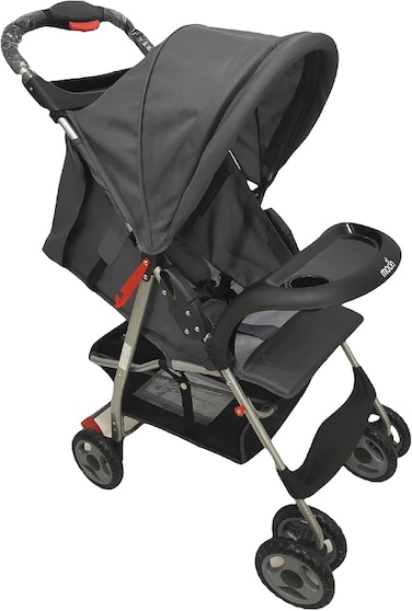 Moon Bezik One Fold Baby Stroller &ndash; Mid Grey   Lightweight, Compact &amp; Travel-Friendly