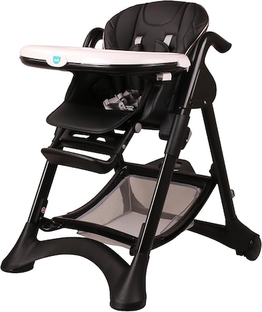 Moon - Trestle Foldable Baby High Chair - Black
