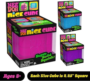 Purple NeeDoh Nice Cube Sensory Squeeze Toy Super Solid Squishy Fidget Stress Relief Toy for Kids &amp; Adults