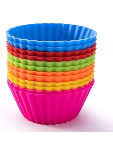 Showay Other Set of 12 Pieces (1 dozen) Round Shaped Silicon Cake Baking Molds Jelly Mold Silicon Cupcake Pan Muffin Cup, , ,