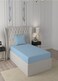 Raymond Home Single Sheet 120 Thread Count Luxirious Mercerised 100% Cotton Bedding Solid Pre Shrunk Percale Finish Bed Linen 2 Bedsheet and 2 Pillow Case - Sky Blue (152 * 229 CM)