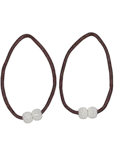 DOLTRI - 2 Pieces (1 Pair) Ball Magnetic Curtain Tiebacks Curtain Drapes Clips Rope Holdbacks Curtain Holder Buckles, Available in 16 Colours for Home Office Dorm Accessories (Maroon)