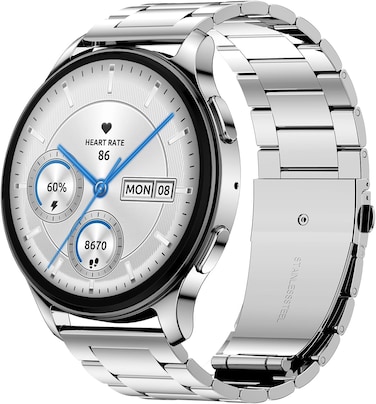 Amazfit Pop 3R Smart Watch, 1.43", AMOLED Display, Bluetooth Calling, SpO2 Metallic Sliver