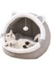 Soft Warm Cat Bed, Cat Ear Shaped Cat Bed, Cat Hole Bed With Hanging Toys, Cat Tent House, Cat House, Removable Cotton Pad Comfortable Small Pet Bed (L)