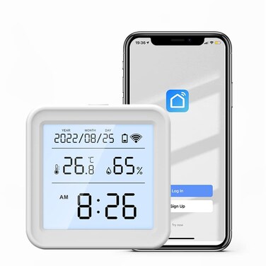 UanTii Smart Temperature Humidity Sensor Tuya WIFI Wireless Indoor Hygrometer Thermometer Detector Smart Life App Remote Control Support Alexa Google Home
